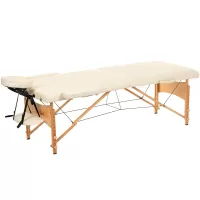 Стол массажный MET Comfort W2, артикул 18452, 2-х секционный складной на буковом каркасе с регулировкой высоты, кремовый