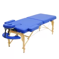 Стол массажный MET Comfort PRO W2, артикул 19027, 2-х секционный складной на буковом каркасе с регулировкой высоты, синий