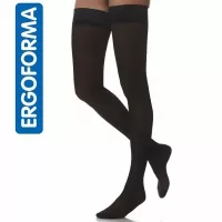 Чулки компрессионные Ergoforma 211 женские 1 класс компрессии с закрытым носком и кружевной резинкой полупрозрачные черные