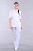 Блуза медицинская женская с коротким рукавом "Доктор Стиль" Сандра (белая)