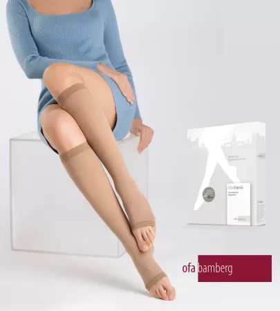 Гольфы компрессионные OFA BAMBERG Classic унисекс с открытым носком 1 класс компрессии цвет бежевый 