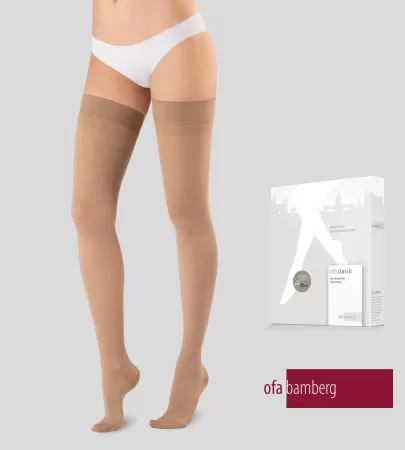Чулки компрессионные OFA BAMBERG Classic унисекс 1 класс компрессии с закрытым носком и гладкой резинкой цвет бежевый 