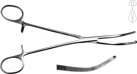 Зажим Микулича с кремальерой д/прикрепл. белья к брюшине, 195 мм ТМ-З-38