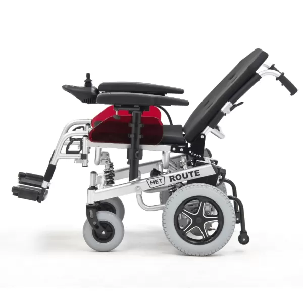 Кресло-коляска с электроприводом МЕТ ROUTE 14, амортизирующей подвеской и регулируемой шириной сиденья 43-55 см