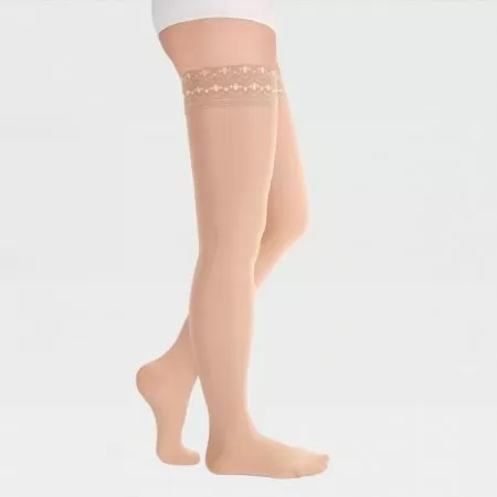 Чулки компрессионные IDEALISTA ID-301T женские 1 класс компрессии с закрытым носком полупрозрачные с кружевной резинкой цвет карамель