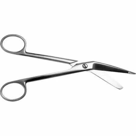 Ножницы д/разрез повязок с пуговицей горизонт/изогнут 185мм Н-14