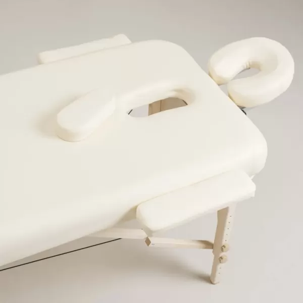 Стол массажный MET Comfort PRO W2, артикул 19028, 2-х секционный складной на буковом каркасе с регулировкой высоты, кремовый