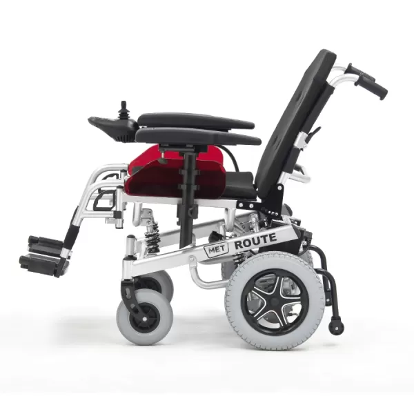 Кресло-коляска с электроприводом МЕТ ROUTE 14, амортизирующей подвеской и регулируемой шириной сиденья 43-55 см