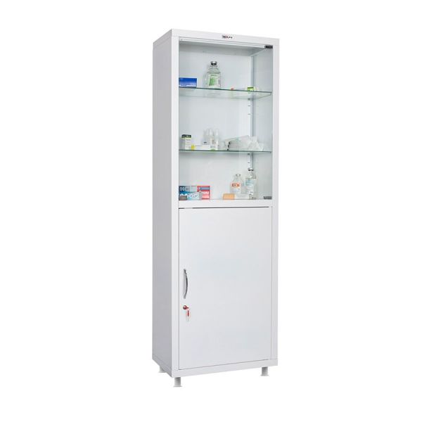 Шкаф медицинский с замком Hilfe МД 1 1760/SG дверцы стекло/металл