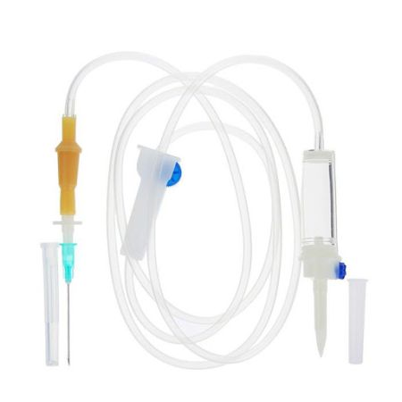 Система для внутривенного вливания инфузионных растворов с пластиковой иглой