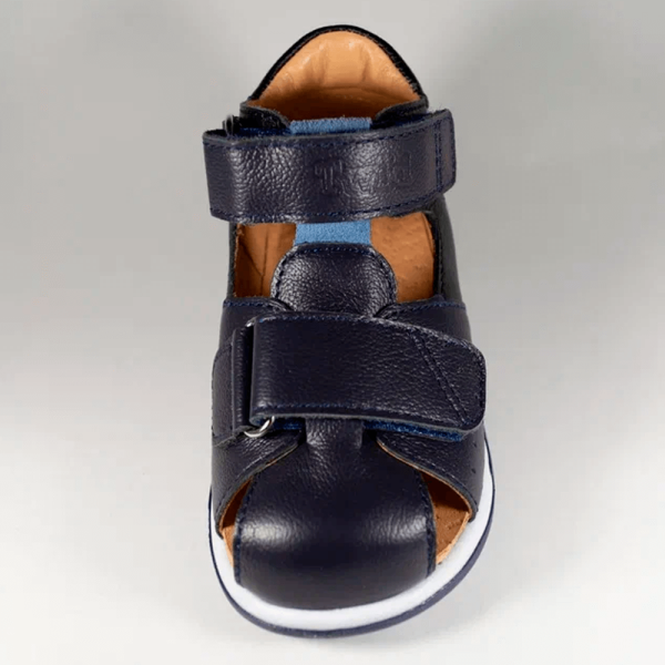 Сандалии ортопедические детские TWIKI TW-234-2 кожаные с закрытым носом цвет синий комбинированный 